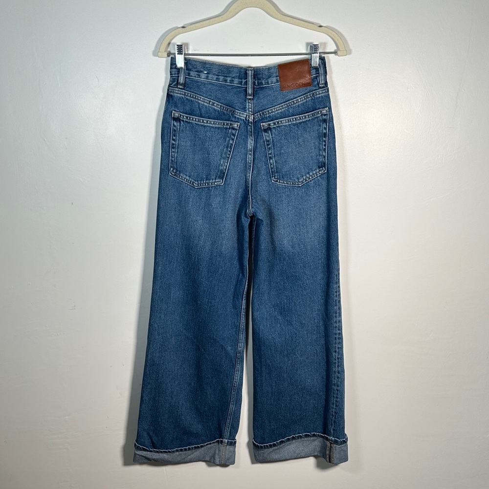 Mango High Waisted Wide Leg Jeans Size 2 | 100% Cotton Button Fly Zipper - Picture 13 of 16